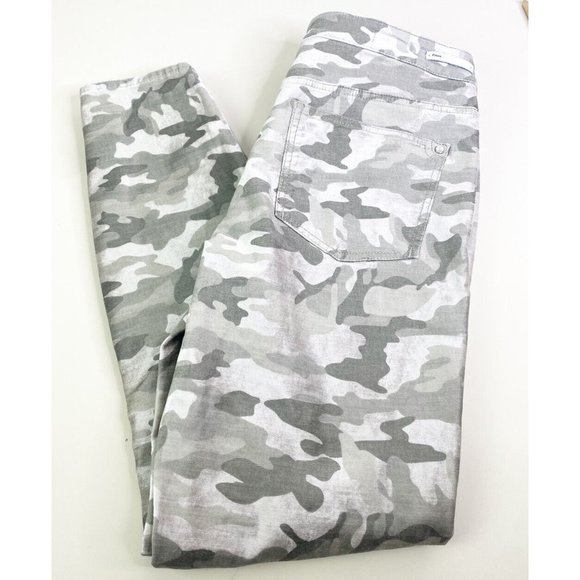 Pilcro & Letterpress Sz 30 High Rise Skinny Velour Textured Gray Camo Pants EUC - Picture 1 of 9